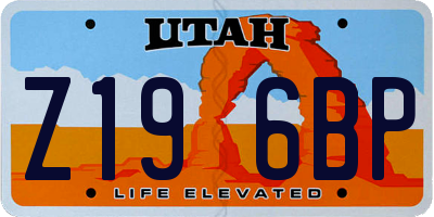UT license plate Z196BP