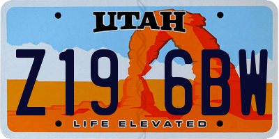UT license plate Z196BW