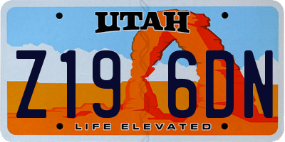 UT license plate Z196DN