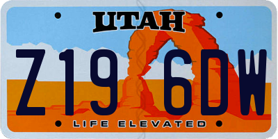 UT license plate Z196DW