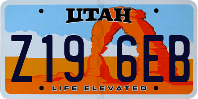 UT license plate Z196EB