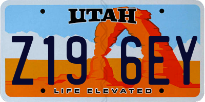 UT license plate Z196EY