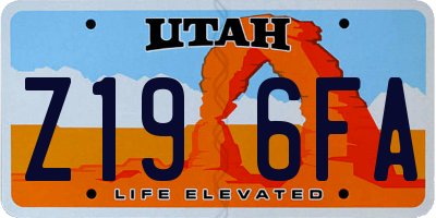 UT license plate Z196FA