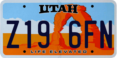 UT license plate Z196FN