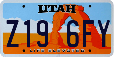 UT license plate Z196FY