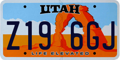 UT license plate Z196GJ