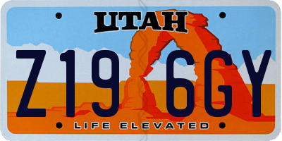 UT license plate Z196GY