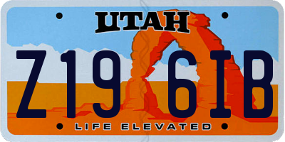 UT license plate Z196IB