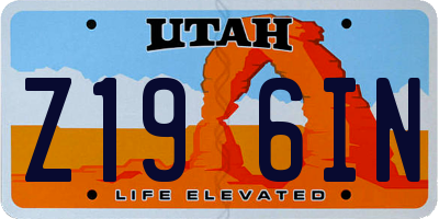 UT license plate Z196IN