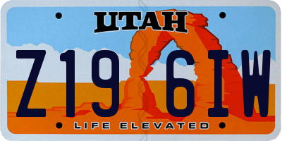 UT license plate Z196IW