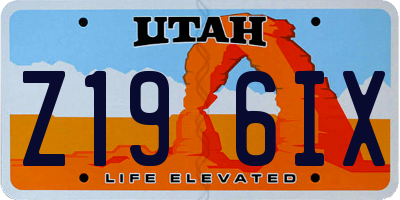 UT license plate Z196IX