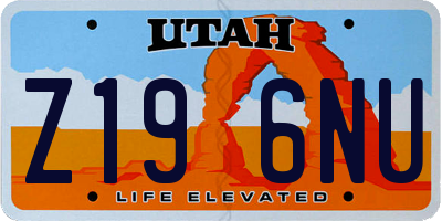 UT license plate Z196NU