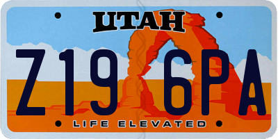 UT license plate Z196PA