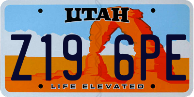 UT license plate Z196PE