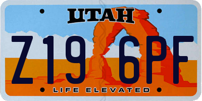 UT license plate Z196PF