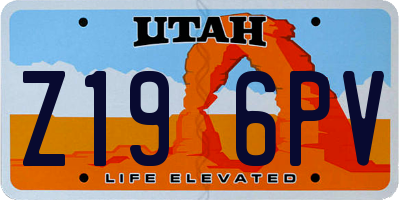 UT license plate Z196PV