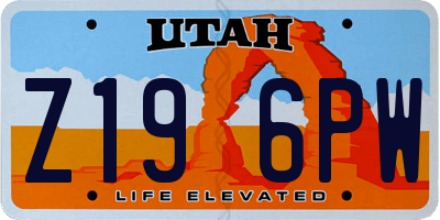 UT license plate Z196PW