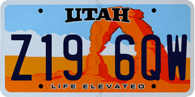 UT license plate Z196QW