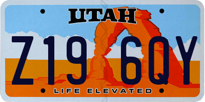 UT license plate Z196QY
