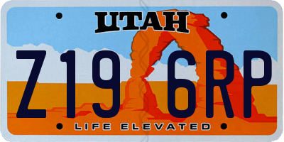 UT license plate Z196RP