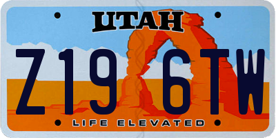 UT license plate Z196TW