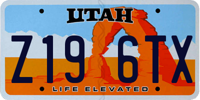 UT license plate Z196TX