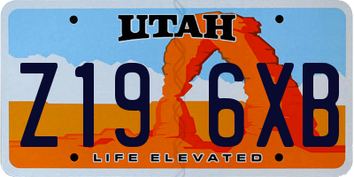 UT license plate Z196XB