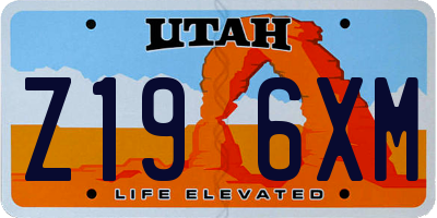 UT license plate Z196XM