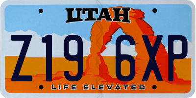 UT license plate Z196XP