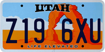 UT license plate Z196XU