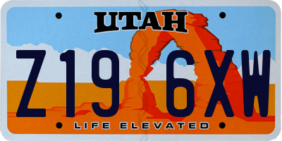 UT license plate Z196XW