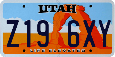 UT license plate Z196XY