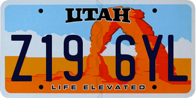 UT license plate Z196YL