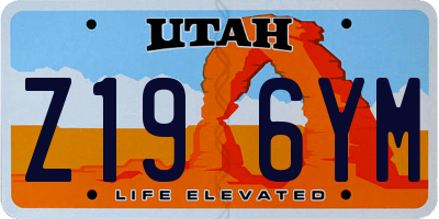 UT license plate Z196YM