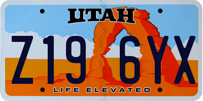 UT license plate Z196YX