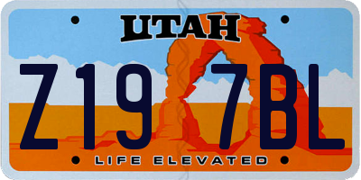 UT license plate Z197BL