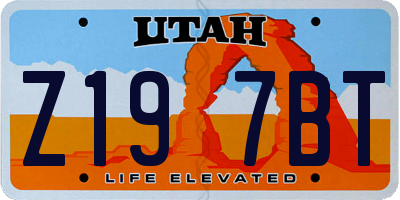 UT license plate Z197BT
