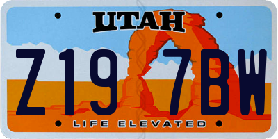 UT license plate Z197BW
