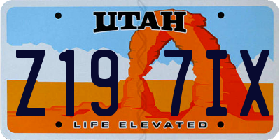 UT license plate Z197IX