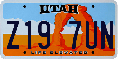 UT license plate Z197UN