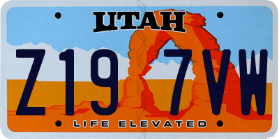 UT license plate Z197VW