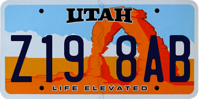 UT license plate Z198AB