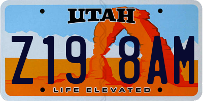 UT license plate Z198AM