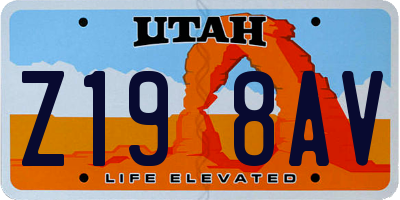 UT license plate Z198AV