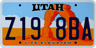 UT license plate Z198BA