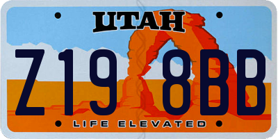 UT license plate Z198BB
