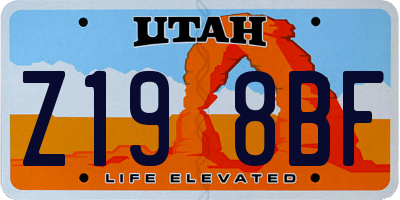 UT license plate Z198BF