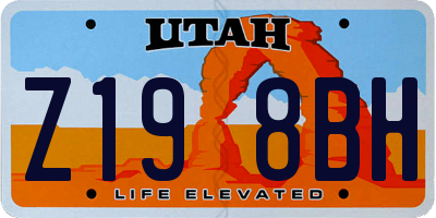 UT license plate Z198BH