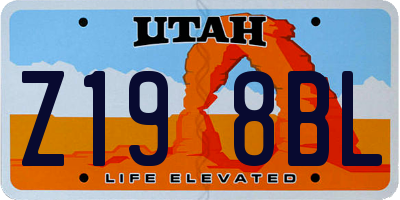 UT license plate Z198BL