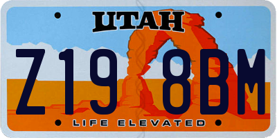 UT license plate Z198BM